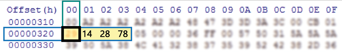 How to identify the value of the location 0320 on the EEPROM 24C08