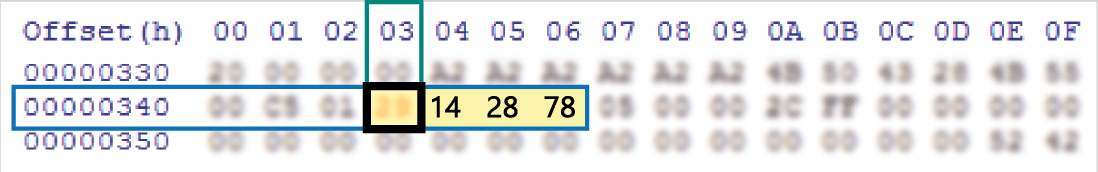 How to identify the value of the location 0343 on the EEPROM 24C08